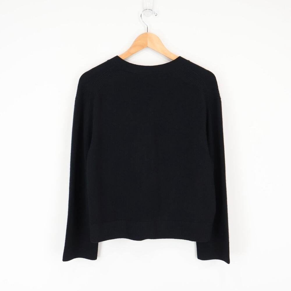 NWT J. Crew Cashmere V-Neck Patch-Pocket Cardigan Relaxed Fit Black Size Small - Picture 4 of 9